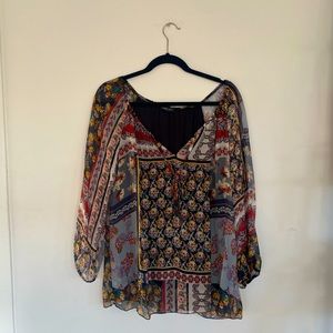 Patchwork Design Silk Top